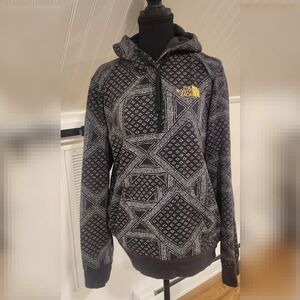 The North Face Gray Geometric Bandana Print Pullover Hoodie Womens Sm/P